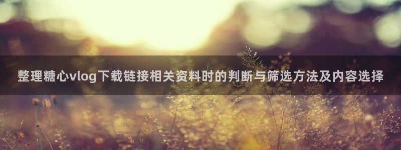 糖心vlog官方网址：整理糖心vlog下载链接相关资料时的判断与筛选方法及内容选择